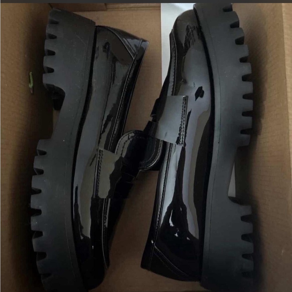 Call It Spring Black Patent Chunky Loafers - Picture 1 of 3